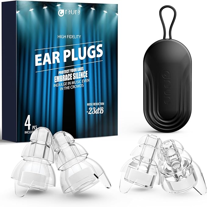 Reure High Fidelity Concert Ear Plugs, Noise Cancelling Silicone Ear Plugs 2 by Reure