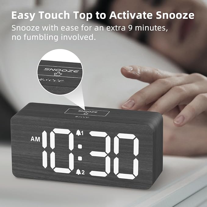 uscce Wooden Digital Alarm Clocks - Image 8