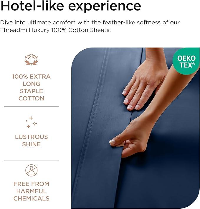 Threadmill Luxury 800 Thread Count Twin 100% Cotton Sheets - Image 3