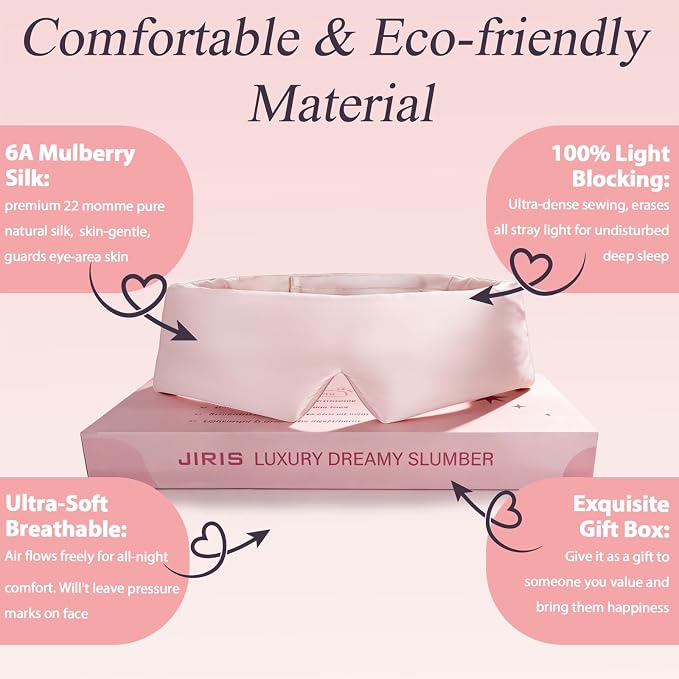 Silk Sleep Eye Mask for Side Sleeper Men Women, Eye Mask Sleeping 100% 22 Momme - Image 4