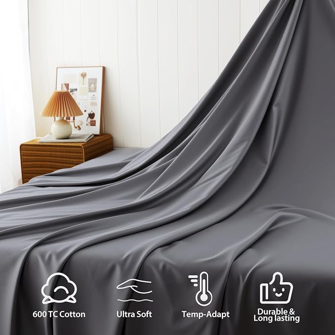 Cotton Flat Sheets Only, 600 TC 100% Cotton Flat Sheet Top Sheet Only, Queen - Image 4
