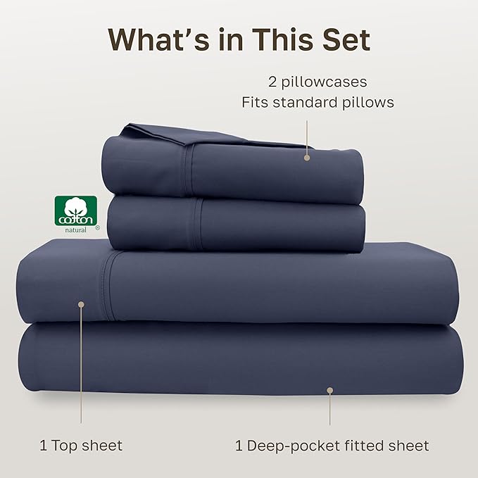 California Design Den Soft 100% Cotton Full Size Bed Sheets Set, 400 TC Good - Image 4