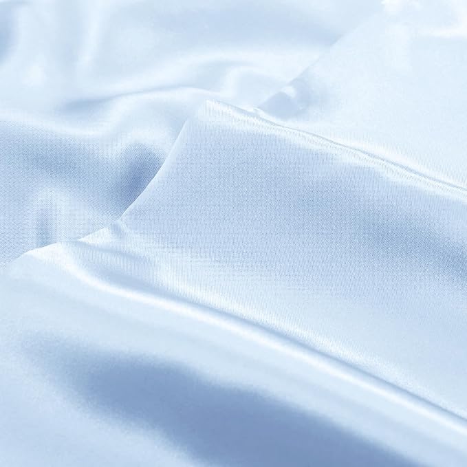 Aormenzy Satin Pillow Cases for Women Queen Size Set of 2, Baby Blue Satin - Image 7
