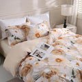 LONAVA King Flower 3 Pcs Duvet Cover Set, Breathable Soft Microfiber Biege by LONAVA