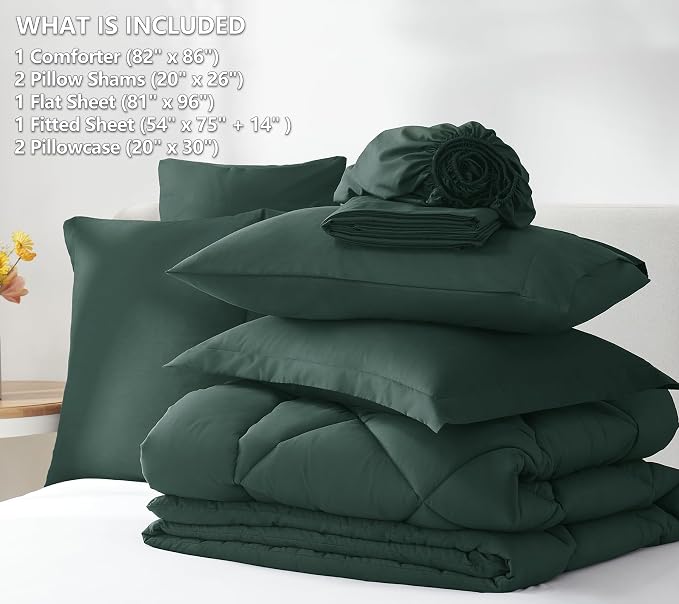 CozyLux Full Size Comforter Sets Forest Green - Image 6
