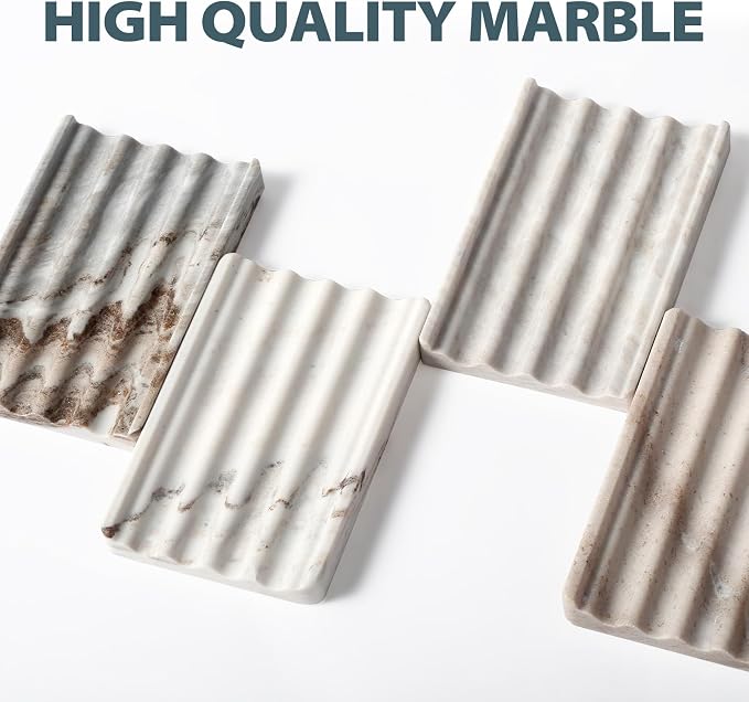 2 Pcs Soap Dish for Bathroom, Marble Bar Soap Holder for Kitchen Countertop - Image 4