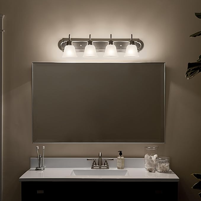 Kichler 30" 4-Light Vanity Bath Light in Brushed Nickel, Modern Bathroom Light - Image 12