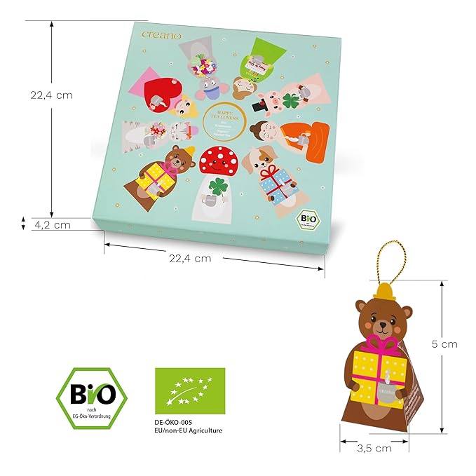 Creano Organic Herbal Tea Gift Set ‘Tea Lovers’ – 9 pyramid tea bags in 9 cute - Image 3
