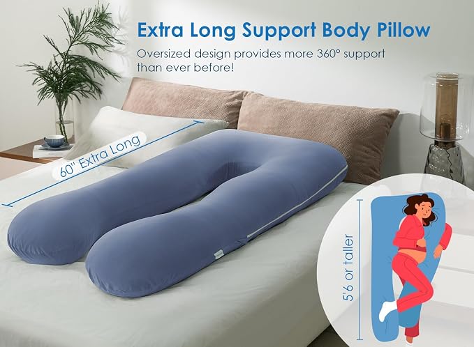 QUEEN ROSE Pregnancy Pillows, 60 Inch Cooling U Shaped Body Pillow - Image 2