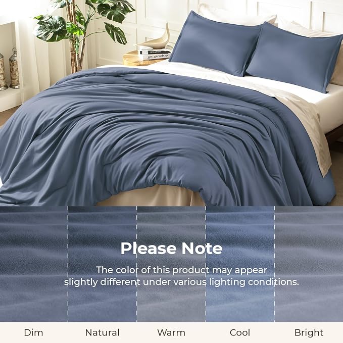 Litanika Comforters Bluish Grey King Size, 3 Pieces Lightweight Solid Bedding - Image 8