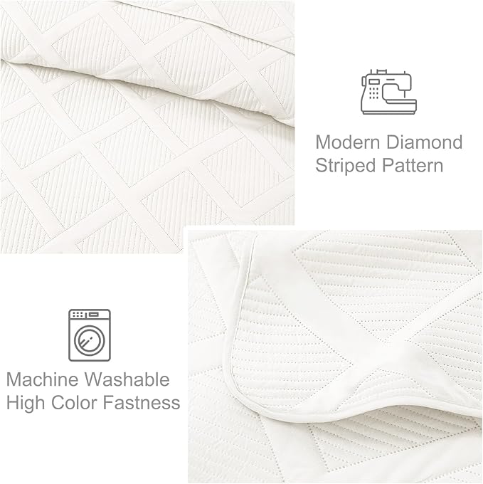 Exclusivo Mezcla King Quilt Set- White Quilts Bedding Set - Image 5