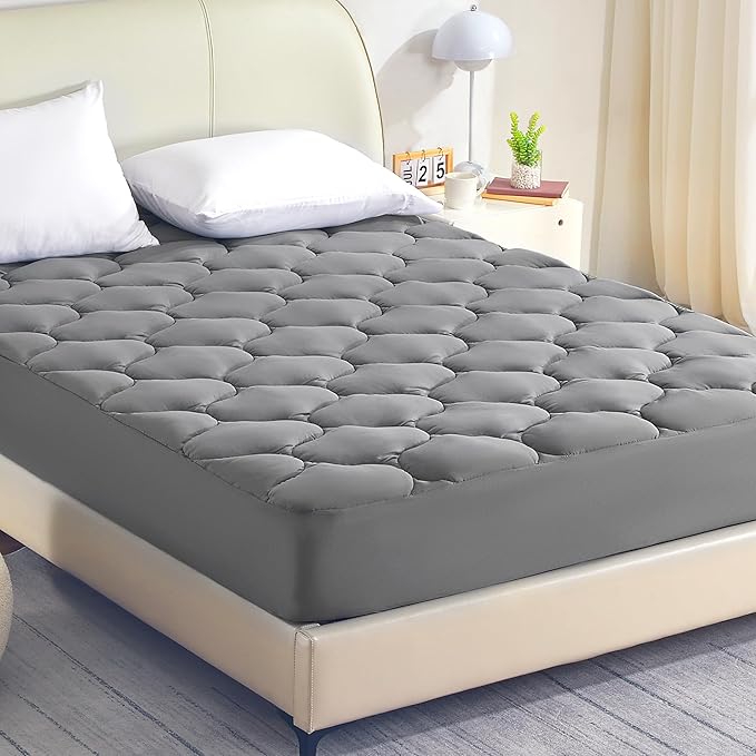 SLEEP ZONE King Mattress Pad, Cooling Breathable Fluffy Soft Mattress Protector - Image 3