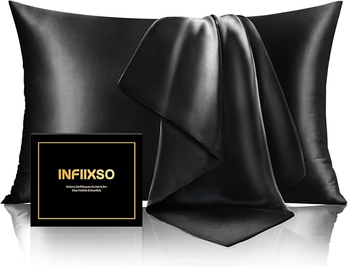 INFIIXSO Mulberry Silk Pillow Cases King Size Set of 2, Silk Pillowcase by INFIIXSO
