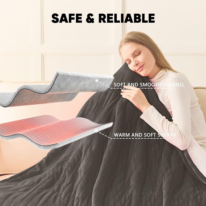 greenoak Heated Blanket Electric King Size 100"X90" Dual Control, Heating - Image 7