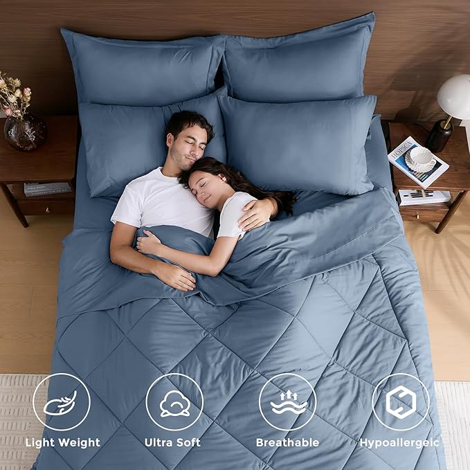 HEVUMYI Dusty Blue Cali-King Comforter Set - Image 2