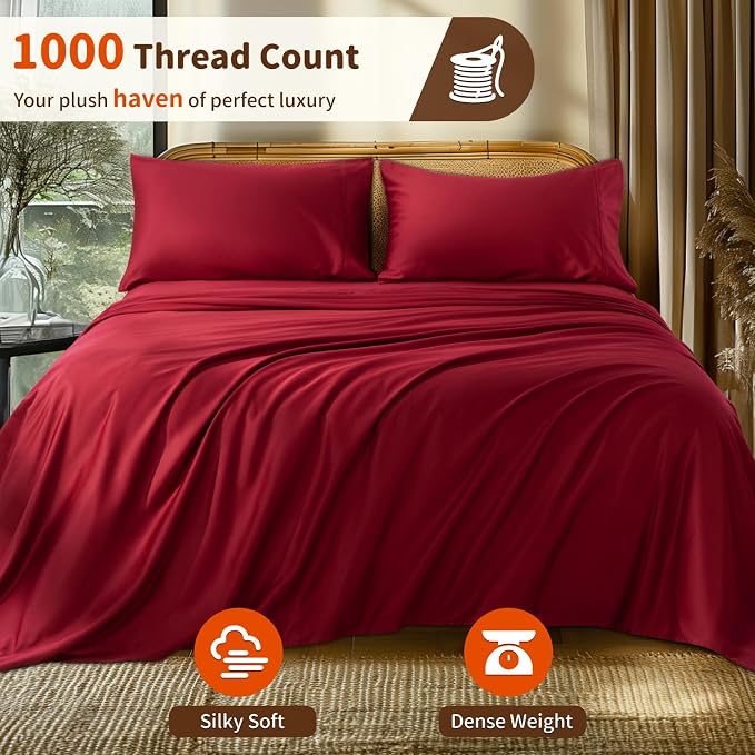 LBRO2M Split King Sheet Sets for Adjustable Bed 1000 Thread Count 100% Egyptian - Image 2