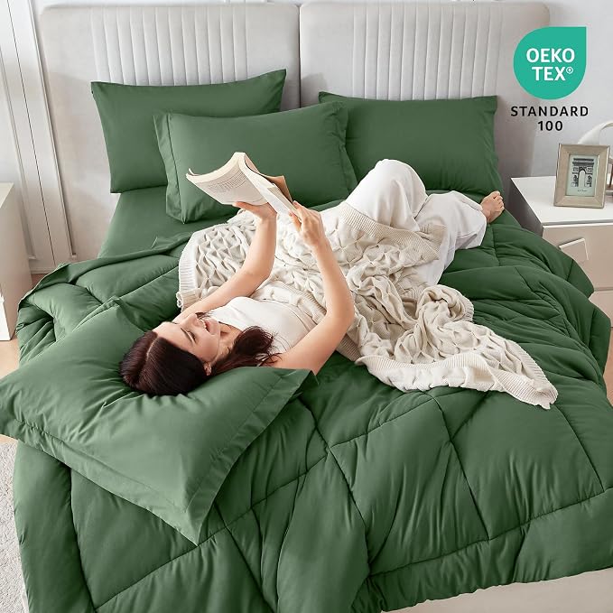 Sasttie Twin Comforter Set, 5 Pieces Bed in a Bag Twin, Complete Bedding Set - Image 5