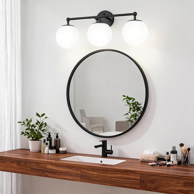 AKEZON 3-Light Black Bathroom Vanity Light Fixture, Modern Minimalist Vanity - Image 9