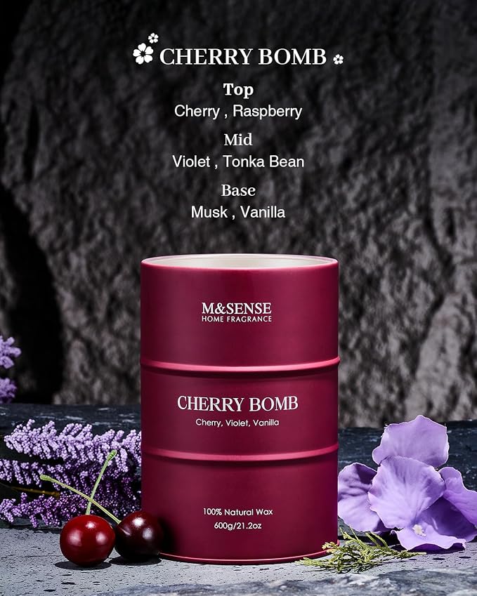 M&SENSE Cherry Bomb Scented Candles, Large Sweet Candle - Image 2