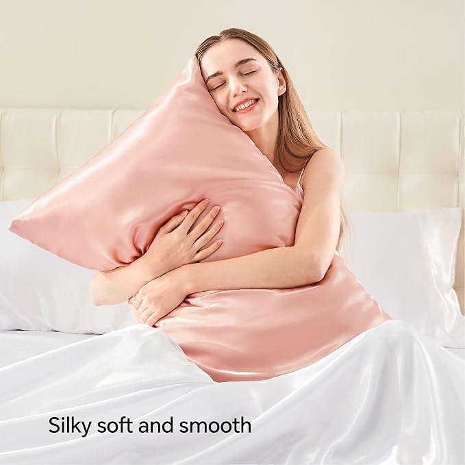 BEDELITE Satin Pillowcase with Zipper 2 Pack, Coral Pillow Cases Standard Size - Image 2