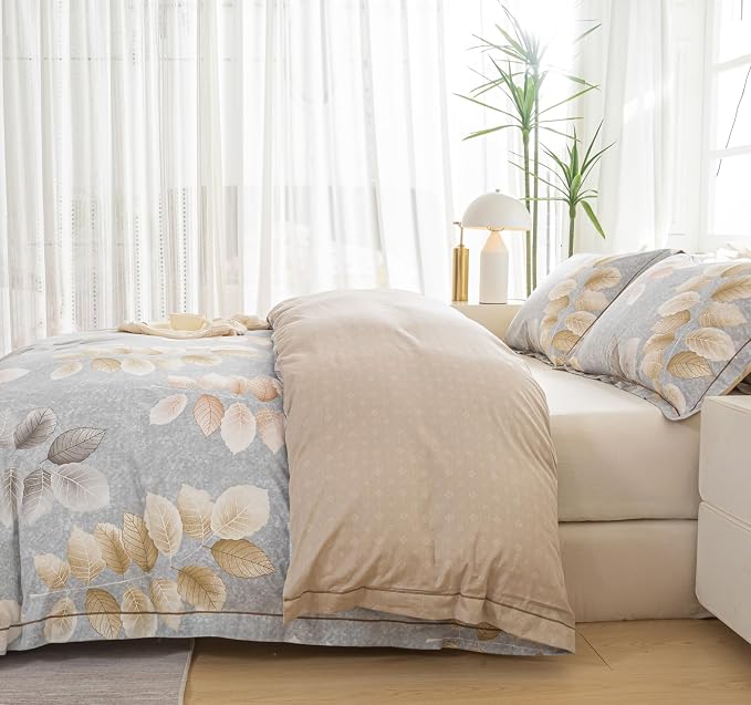 OAITE Duvet Cover Set Twin Size Floral Pattern 500 Thread Count Ultra Soft 100% - Image 5
