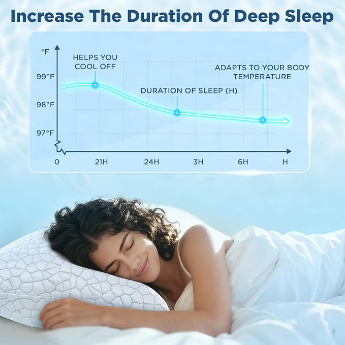 Cooling Bed Pillows for Sleeping 1 Pack Shredded Memory Foam Pillows Adjustable - Image 9