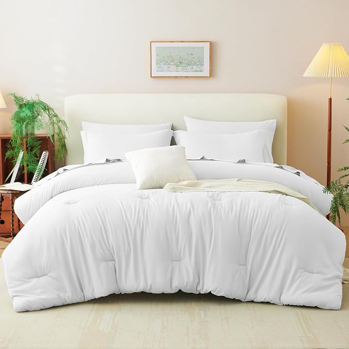 CozyLux Full Comforter Set White, 7 Pieces Bed in a Bag Soft Bedding Comforter - Image 7
