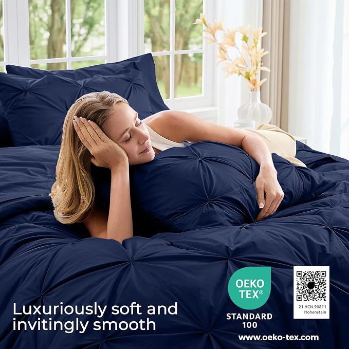 Sasttie King Size Comforter Set, 7-Piece Bed in a Bag, Pintuck Bedding Sets - Image 3