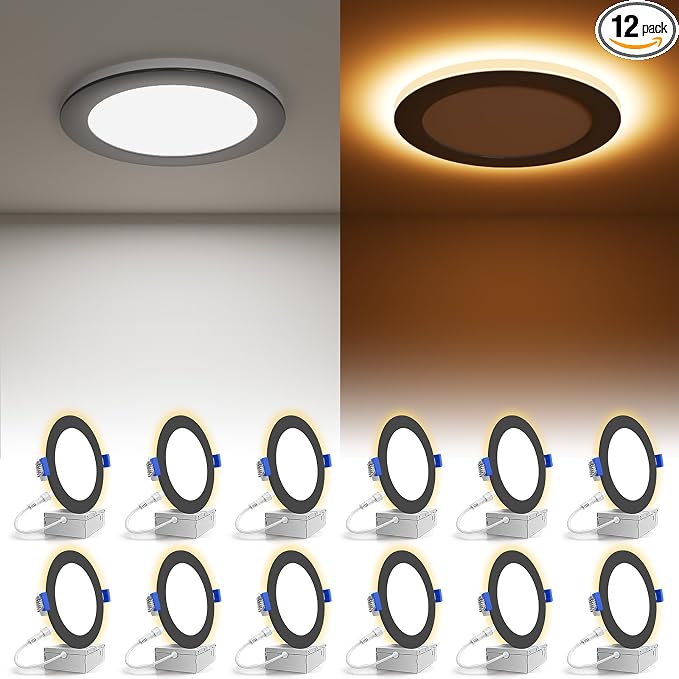 VOLISUN 12 Pack 6 Inch Black Recessed Light by VOLISUN