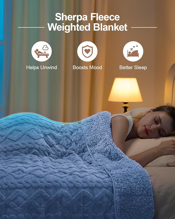 Super Fuzzy Soft Sherpa Fleece Weighted Blanket, 15 lbs Dual Sided Fluffy Heavy - Image 2