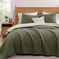 WRENSONGE Twin Quilt-2 Pieces Lightweight Bedspreads Olive Green Twin Quilt by WRENSONGE