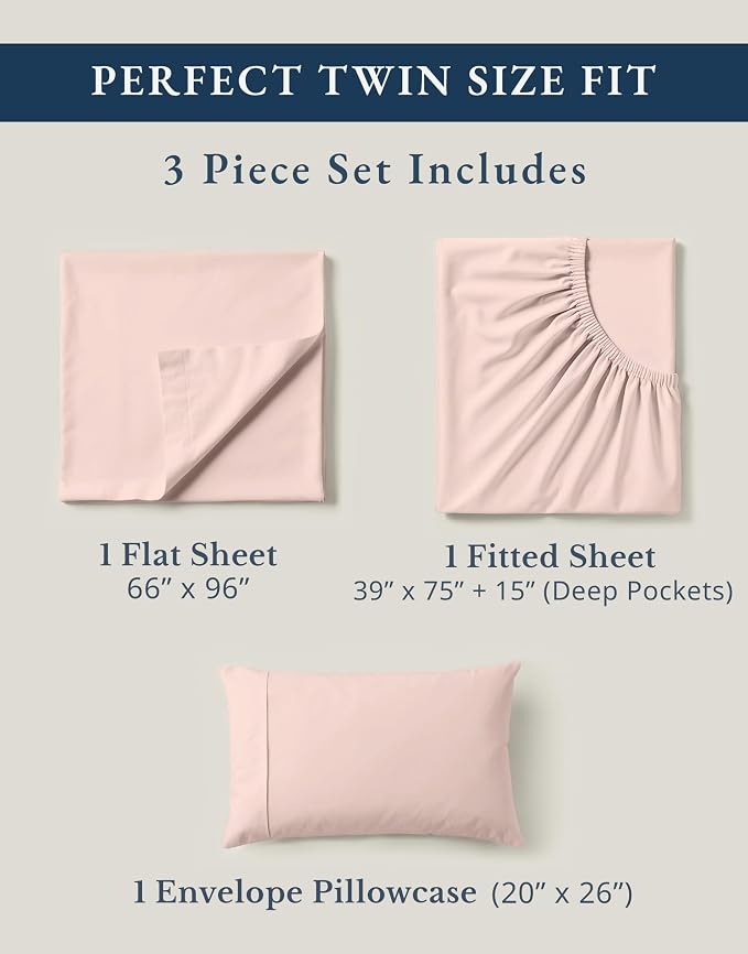 LANE LINEN Eco Friendly 100% Organic Cotton Twin Sheet Set, Hotel Quality - Image 4
