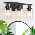 3-Light Vanity Light, Matte Black Bathroom Lighting Fixtures Over Mirror by Apenath