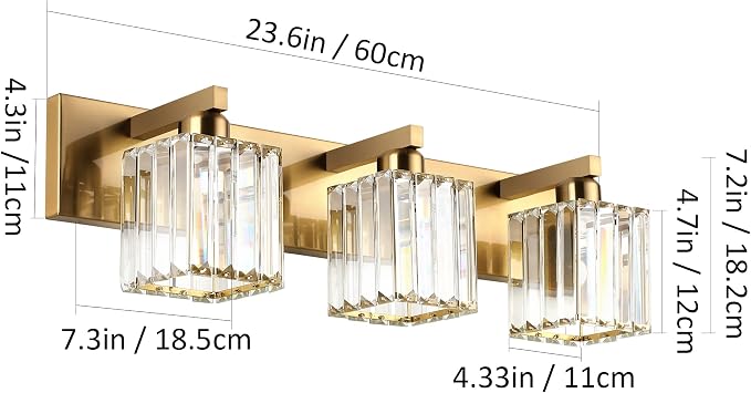 Aipsun Bathroom Vanity Light Fixtures Crystal Vanity Lighting Fixtures Brass 3 - Image 3