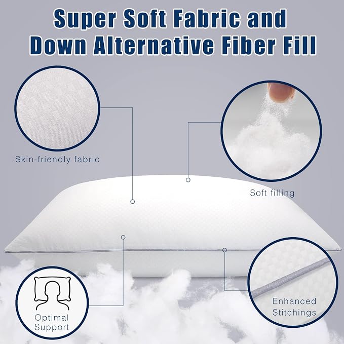 Piwaal Bed Pillows for Sleeping 2 Pack, Standard Size Pillows Set of 2 - Image 4