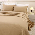 ROOMLIFE Quilt Set King Size 3D Floral Embroidery Pattern 3-Piece Cotton by ROOMLIFE