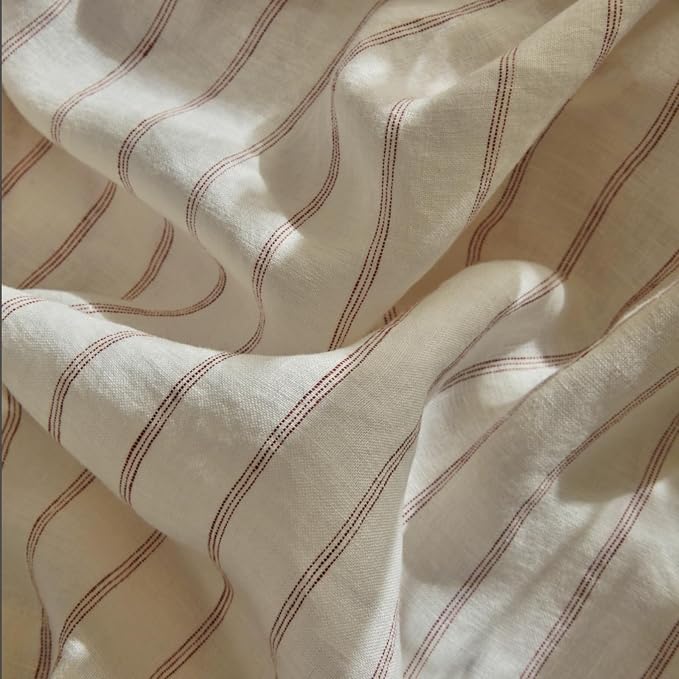 mixinni Striped Duvet Cover Set Queen Size, 3 Piece Cotton Linen Blend Bedding - Image 6
