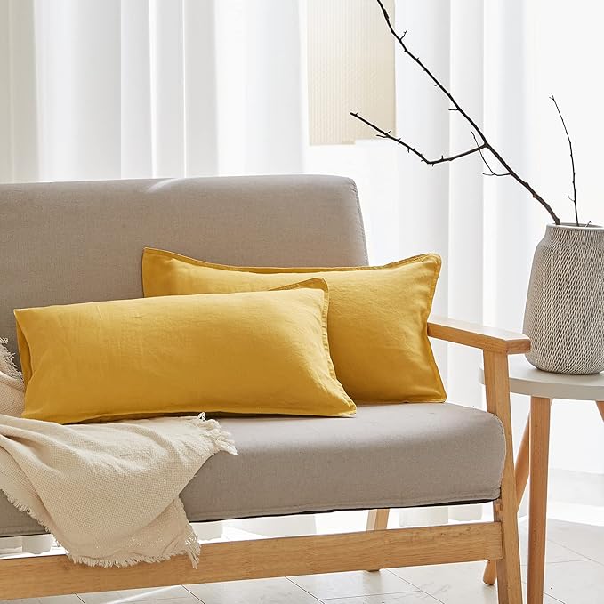 Simple&Opulence 100% Linen Lumbar Pillow Cover 12 x 20 Inches Set of 2 by SimpleOpulence