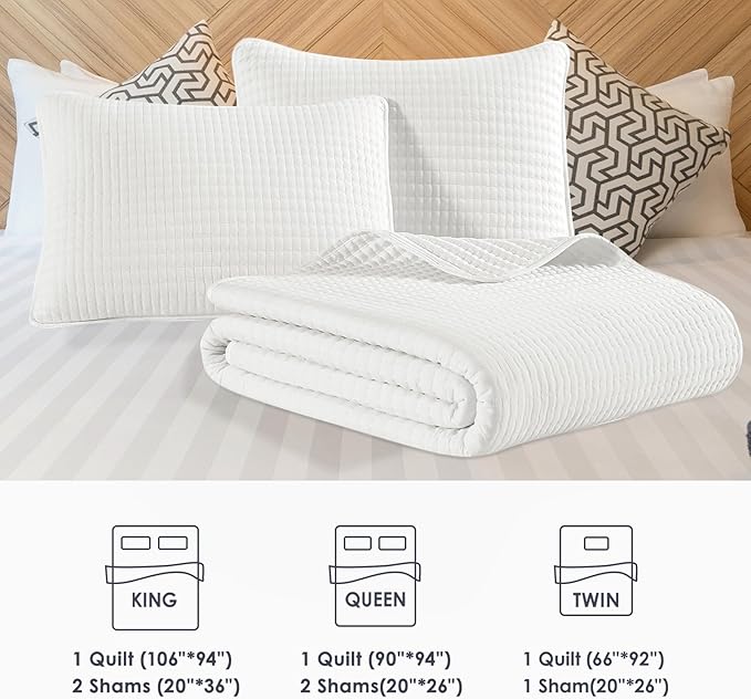 WRENSONGE Twin Quilt-2 Pieces Lightweight Bedspreads White Twin Quilt Bedding - Image 7