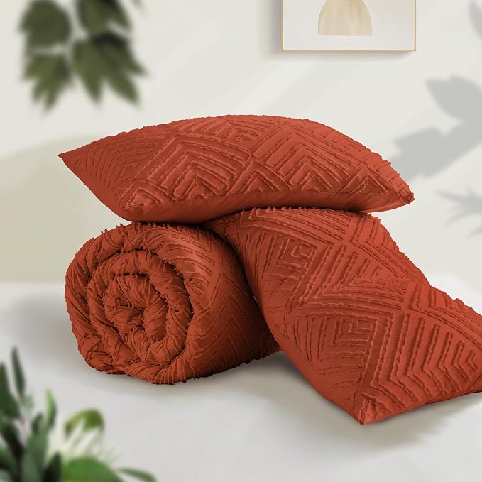 Andency Comforter King Size Set Burnt Orange, Terracotta Boho Fall Lightweight - Image 3