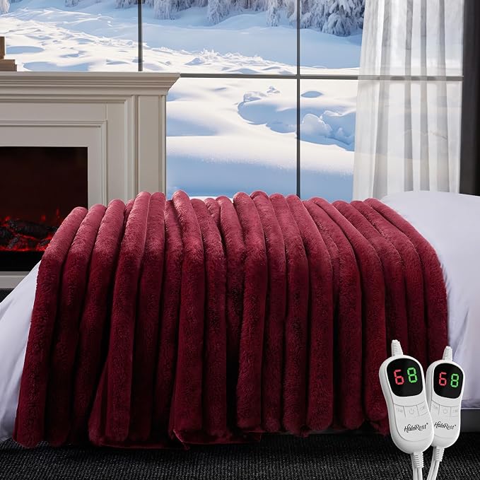 Heated Throw Blanket, Faux Fur Cozy Heating Blanket - Image 7