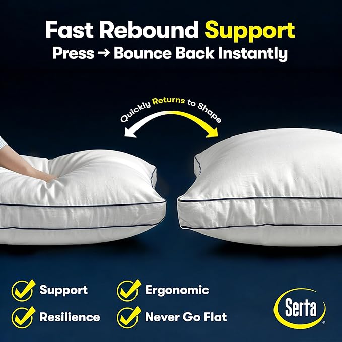 Serta Hotel Collection Bed Pillows Queen/Standard Size Set of 2, 400 Thread - Image 2