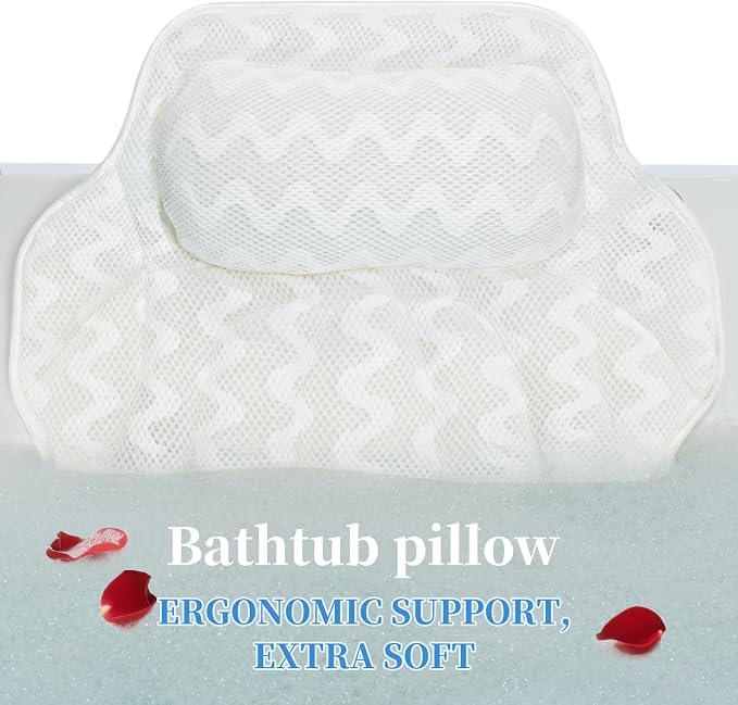 Super Thick Bath Pillow, Soft and Comfortable Bath Pillow, 4D mesh Fabric and 6 - Image 4