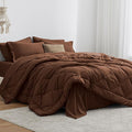 Love's cabin Twin Comforter Set Brown, 5 Pieces Twin Bed in a Bag, All Season by Lovescabin
