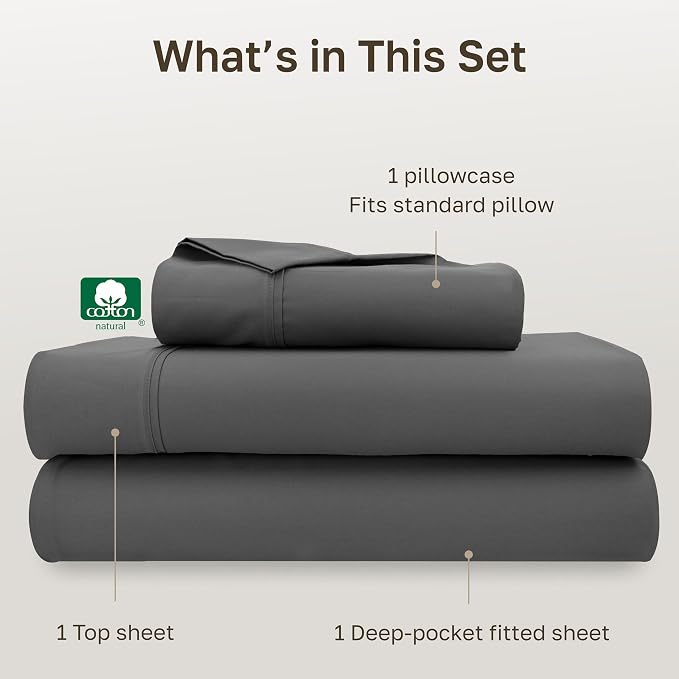 California Design Den Soft 100% Cotton Twin XL Sheet Set, 400 Thread Count Good - Image 4