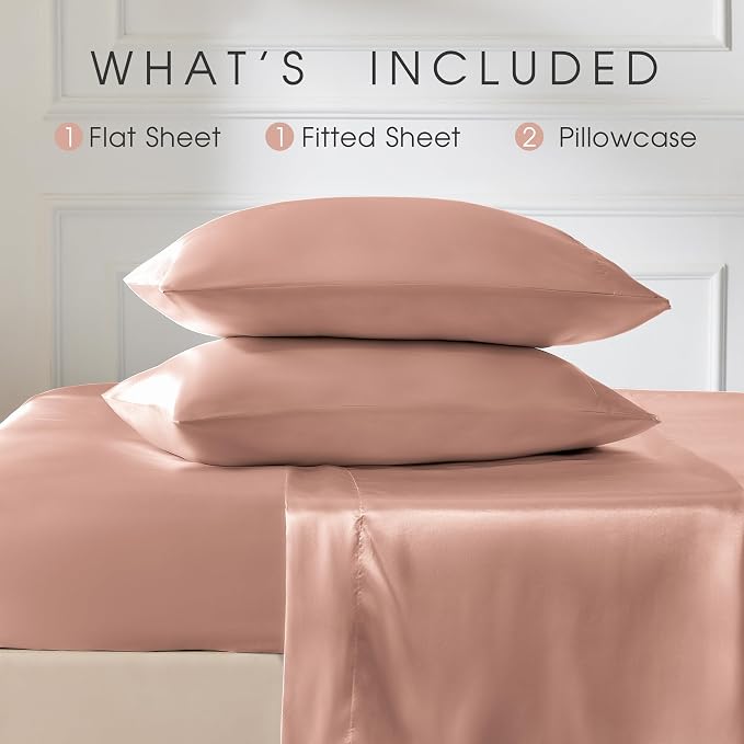 FreshCulture Satin Sheets Queen Size Bed Set- 4 Piece Luxury Soft Silky Queen - Image 3