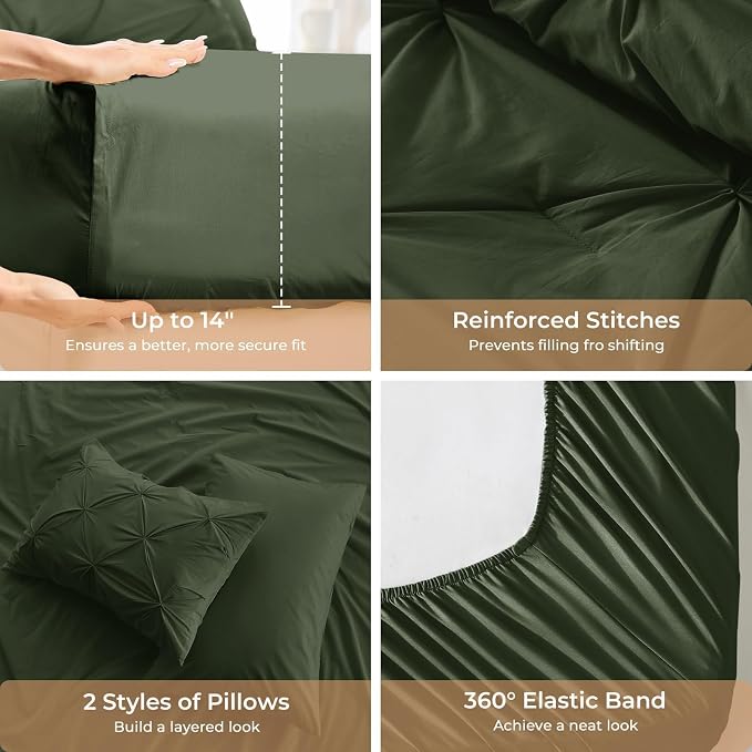 Sasttie California King Comforter Set, 7-Piece Bed in a Bag, Pintuck Bedding - Image 5