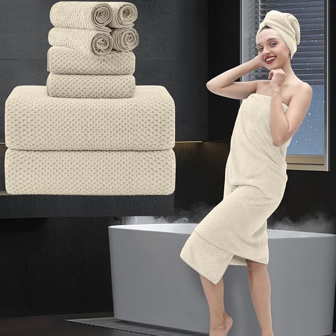 8 Piece Bathroom Towel Set |2 Oversized Bath Towels, 2 Hand Towels, 4 by MAGGEA