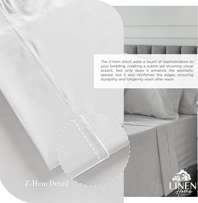 Linen Home 100% Cotton Percale King Size Sheets - Image 3