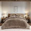EVERGRACE Velvet Quilt Set Queen Size, Luxurious Soft Striped Channel Bedding by EverGrace